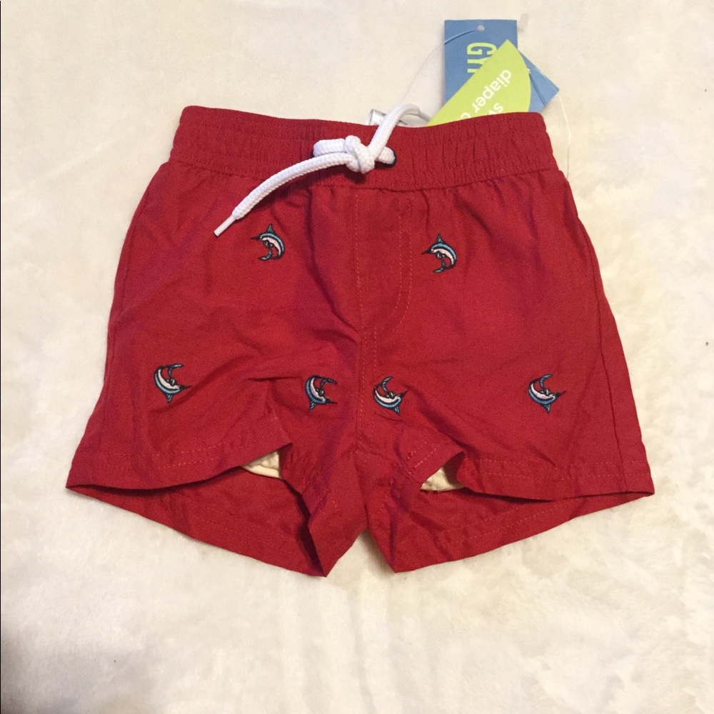 Gymboree Red Swim swordfish/ Marlin Trunk